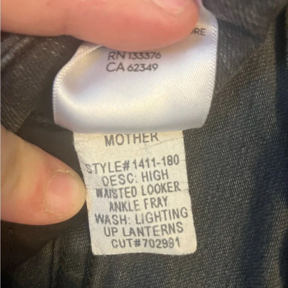 Mother high waisted looker ankle fray skinny cut grey stretch 27 (small)